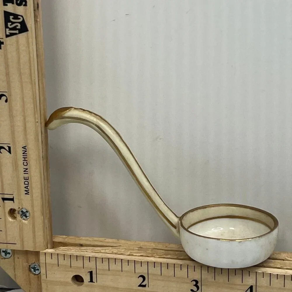 Antique Nippon Porcelain Ladle Hand Painted Gold Trim Japanese Collectible